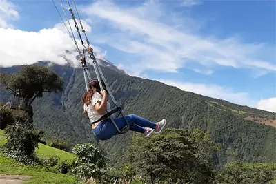 Swing at the Tree House in Baños Ecuador